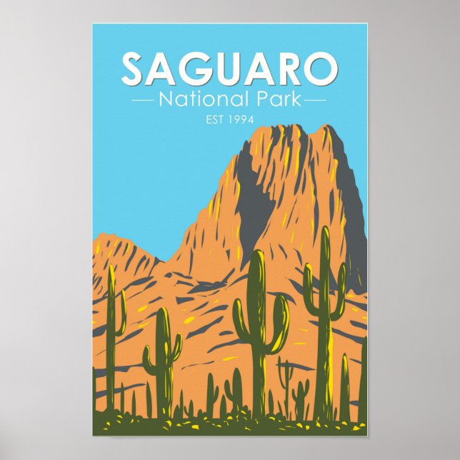 Poster Parc national du Saguaro Arizona Beehive Peak Vint (Devant)