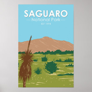 Poster Parc national du Saguaro Arizona Rincon Peak Vinta