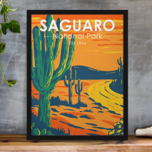 Poster Parc national du Saguaro Arizona Vintage