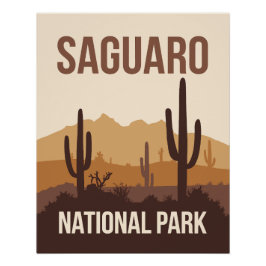Poster Parc national du Saguaro Art de voyage minimal