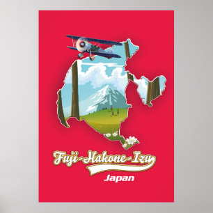 Poster parc national fuji hakone izu, carte du japon