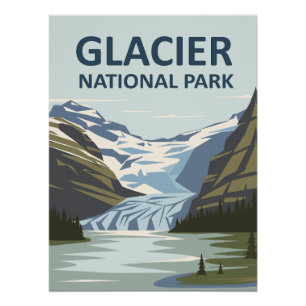 Poster Parc national Glacier Art de voyage