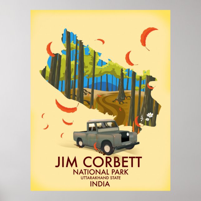 Poster Parc national Jim Corbett, État d'Uttarakhand (Devant)