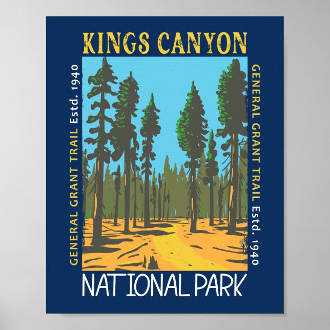 Poster Parc national Kings Canyon General Grant Trail (Devant)