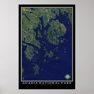 Poster Parc national Maine d'Acadia de satellite de