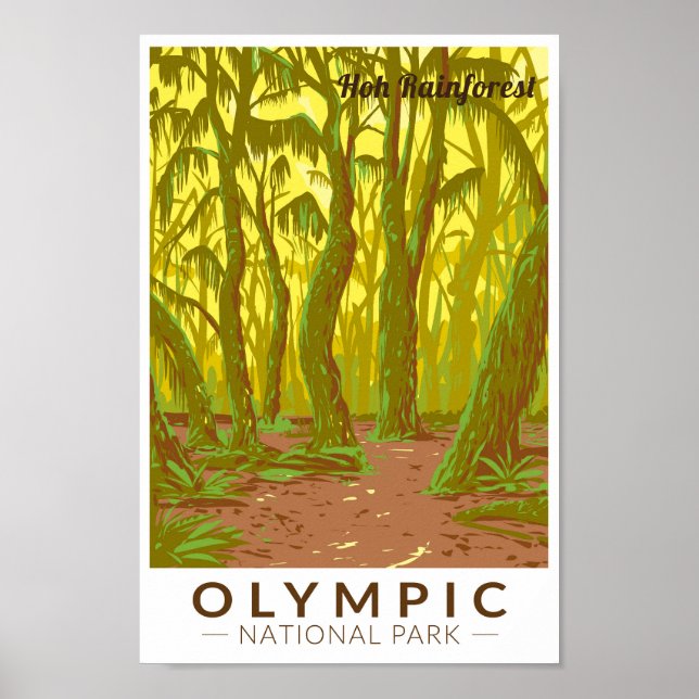 Poster Parc national olympique Hoh Rainforest Travel Art (Devant)