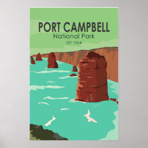 Poster Parc national Port Campbell Australie Vintage