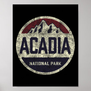Poster Parc national rétro Acadia Vintage Mountain Femmes