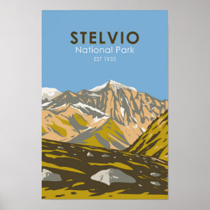 Poster Parc national Stelvio Italie Alpes centrales Vinta