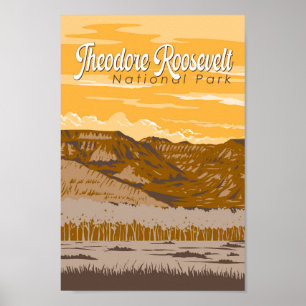 Poster Parc national Theodore Roosevelt Illustration Art