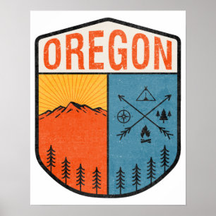 Poster Parc national vintage de l'Oregon Portland Crater