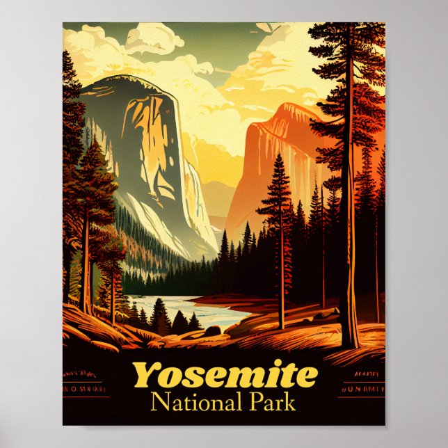 Poster Parc national vintage de Yosemite (Devant)