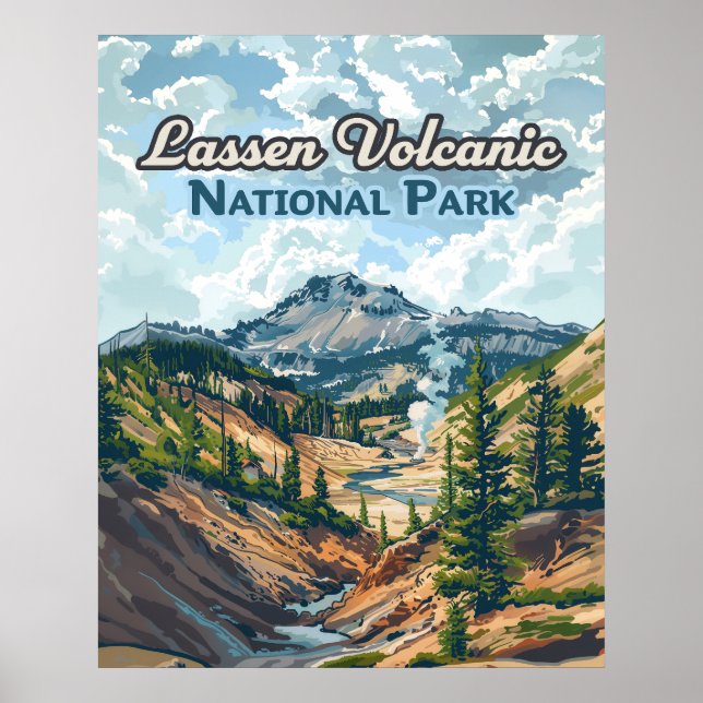 Poster Parc national volcanique de Lassen California Volc (Devant)