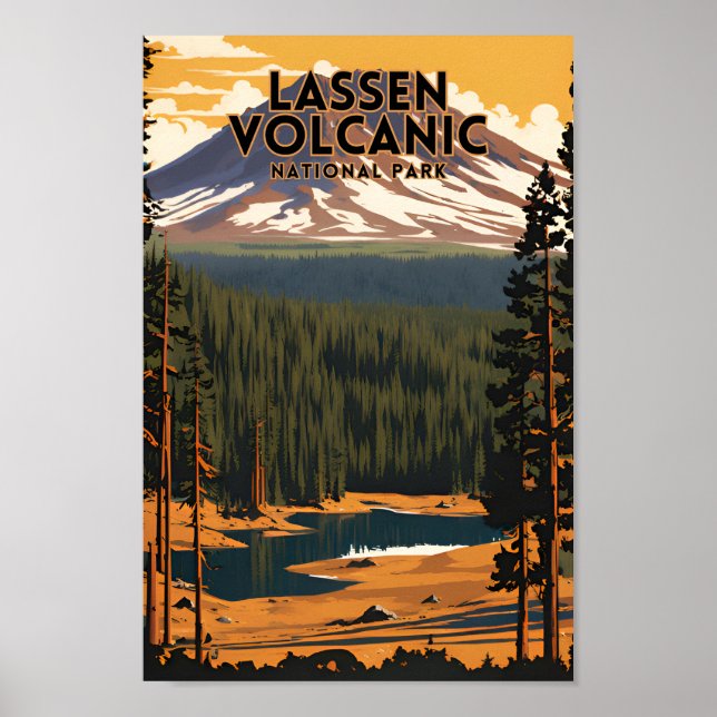 Poster Parc national volcanique de Lassen Voyage (Devant)