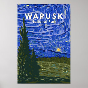 Poster Parc national Wapusk Aurores boréales Vintage
