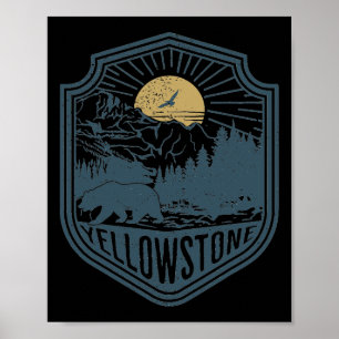 Poster Parc national Yellowstone Bear Nature Randonnée Ou