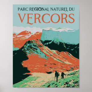 Poster Parc régional Vercors illustration colorée France