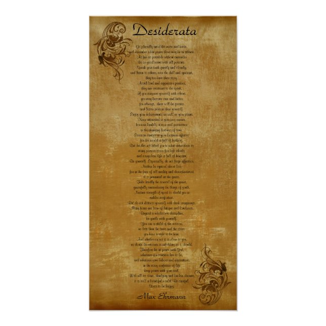 Poster Parchemin Desiderata parchemin look arrière - plan (Devant)
