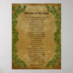 Poster Parchment with ivy "The man in the arena"