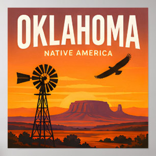 Poster Parcours Oklahoma Route 66 Tulsa Oklahoma City