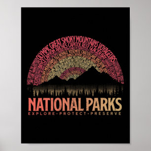 Poster Parcs nationaux des États-Unis Explorez Protéger P