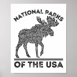 Poster Parcs Nationaux Orignal Randonnée Voyage Camping P
