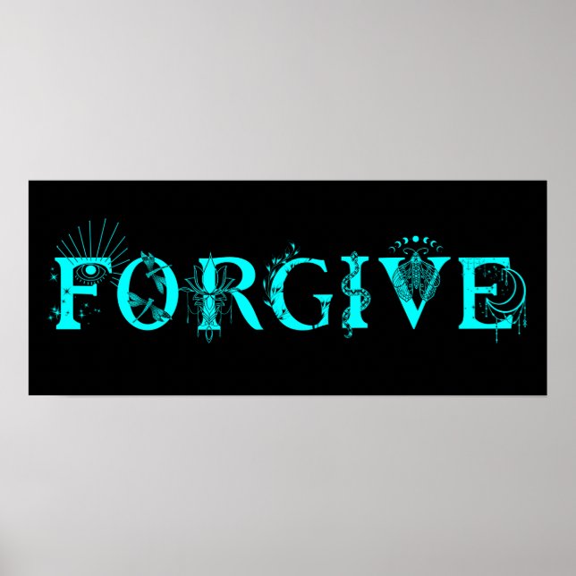 Poster Pardonner art inspiré Lotus lune spirituel (Devant)