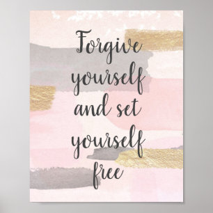 Poster PARDONNEZ-VOUS - Citation d'or rose