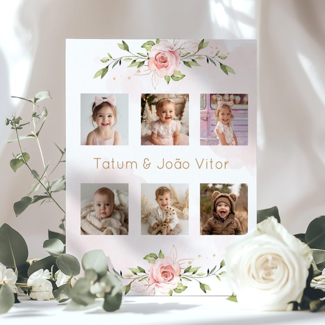 Poster parent floral à être baby shower photo (Créateur téléchargé)
