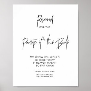 Poster Parents de la mariée en souvenir affectueux