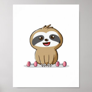 Poster Paresseux Chibi Mignon Entraînement � Animal de Gy