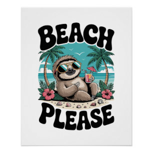 Poster Paresseux d'été de Roatán Honduras