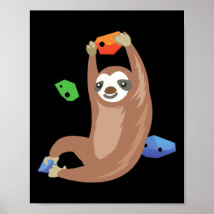 Poster Paresseux drôle grimpant pour un grimpeur d'escala