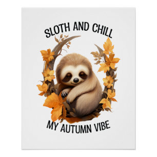 Poster Paresseux et détendez mon ambiance d'automne
