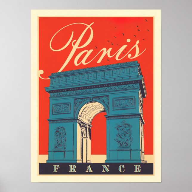 Poster Paris Arc de Triomphe Voyage vintage France (Devant)