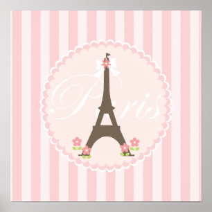 Poster Paris au printemps Girly