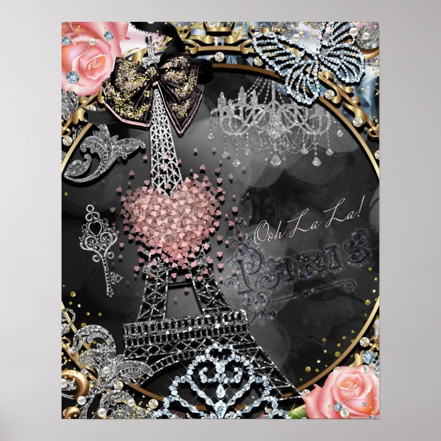 Poster Paris Bling Glamor Sparkle France Girls (Devant)