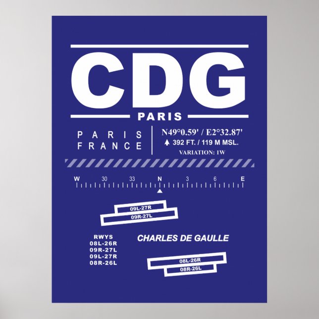 Poster Paris Charles De Gaulle Aéroport CDG (Devant)