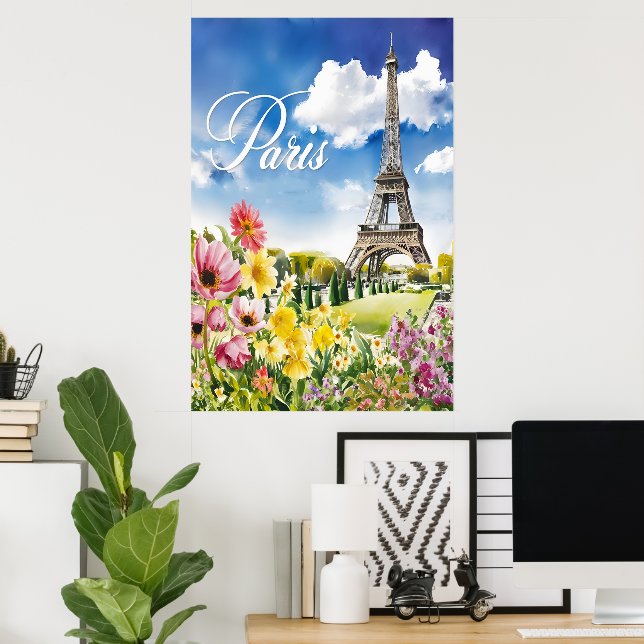 Poster Paris en fleurs (Bureau à domicile)