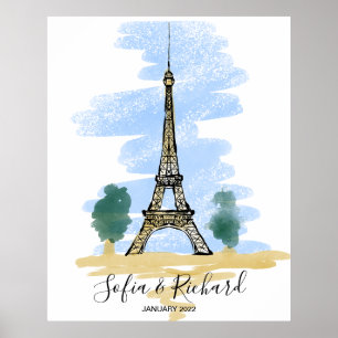 Poster Paris Fiançailles, cadeau d'anniversaire
