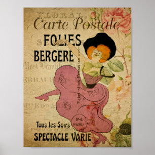 Poster Paris France Danseur Vintage Can-Can