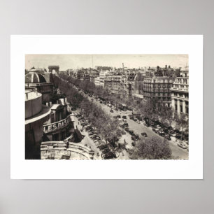 Poster Paris France L'Avenue des Champs-Elysses, années 1
