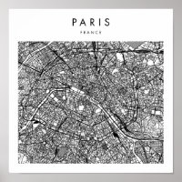 Paris France Mini carte des rues modernes