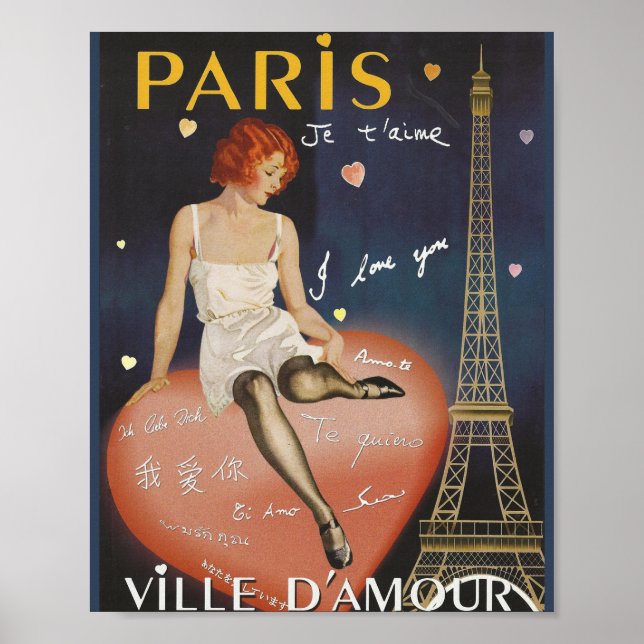 Poster Paris je t'aime, vieille affiche. (Devant)