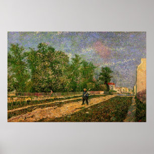 Poster Paris Road avec Paysan par Vincent van Gogh