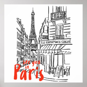 Poster Paris Street Sketch Art