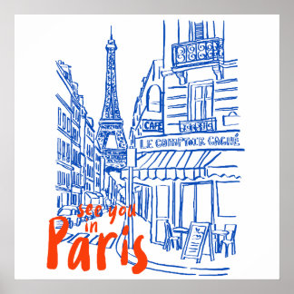 Poster Paris Street Sketch Art