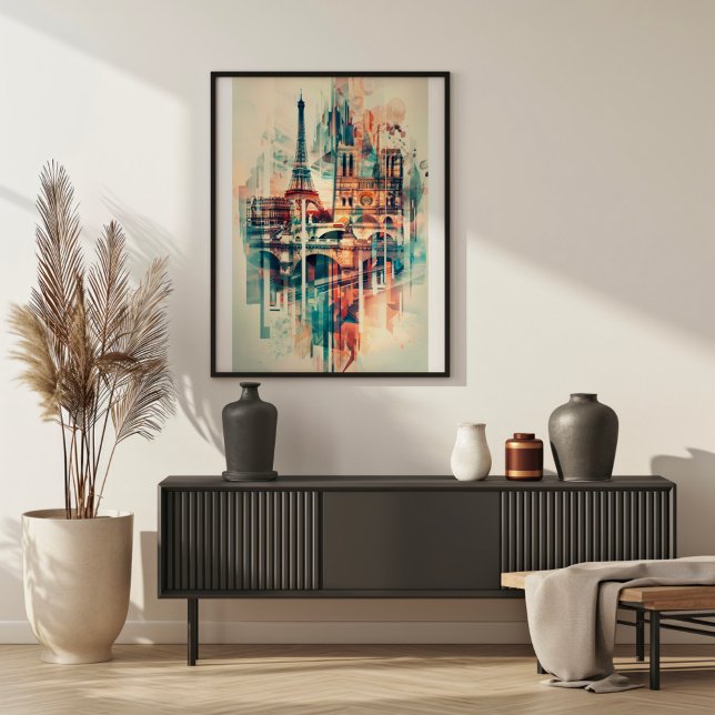 Poster Paris Symphonie : Tour Eiffel et Notre-Dame (Créateur téléchargé)
