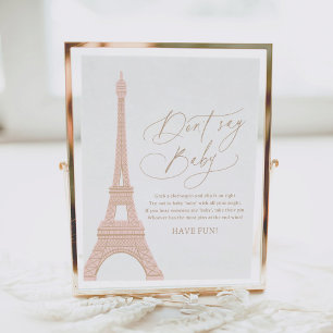 Poster Paris Tour Eiffel Baby shower Ne pas dire Baby Sig