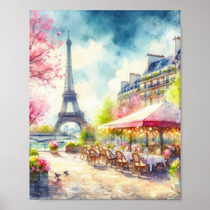 Poster Paris Tour Eiffel France Aquarelle